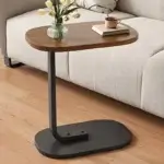 Modern Sofa Side Table with Wood and Iron Frame
