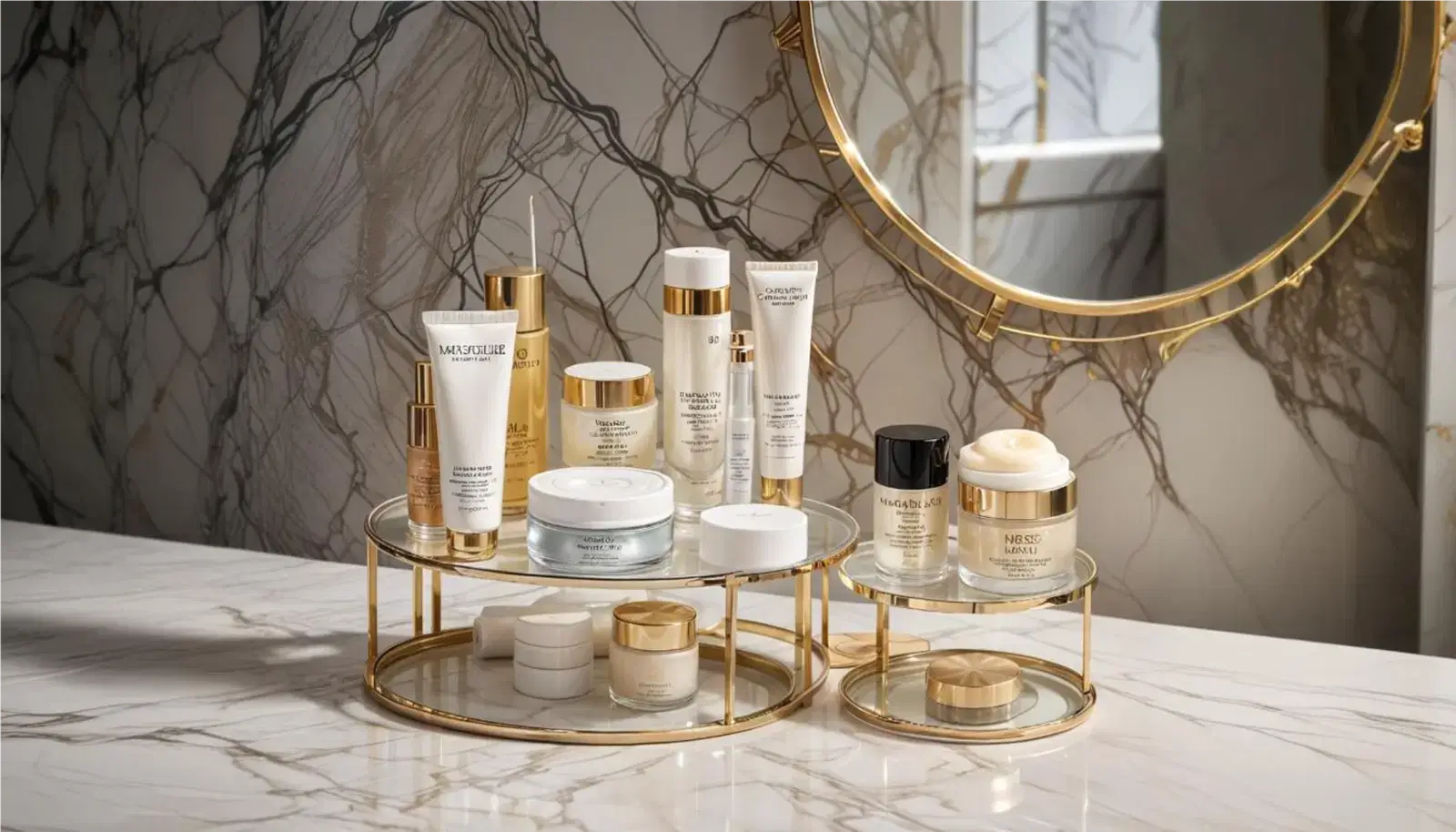 Gold 2-Tier Skincare & Makeup Organiser
