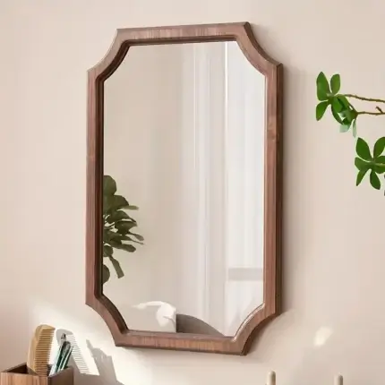 Mid-Century Vintage Wooden Wall Mirror