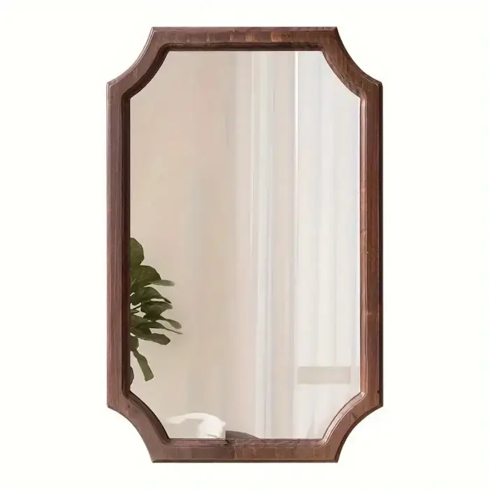 Mid-Century Vintage Wooden Wall Mirror - Image 3