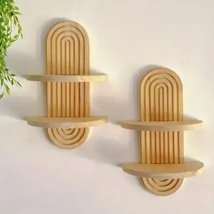 Bohemian Wooden Sun Rainbow Wall Shelves