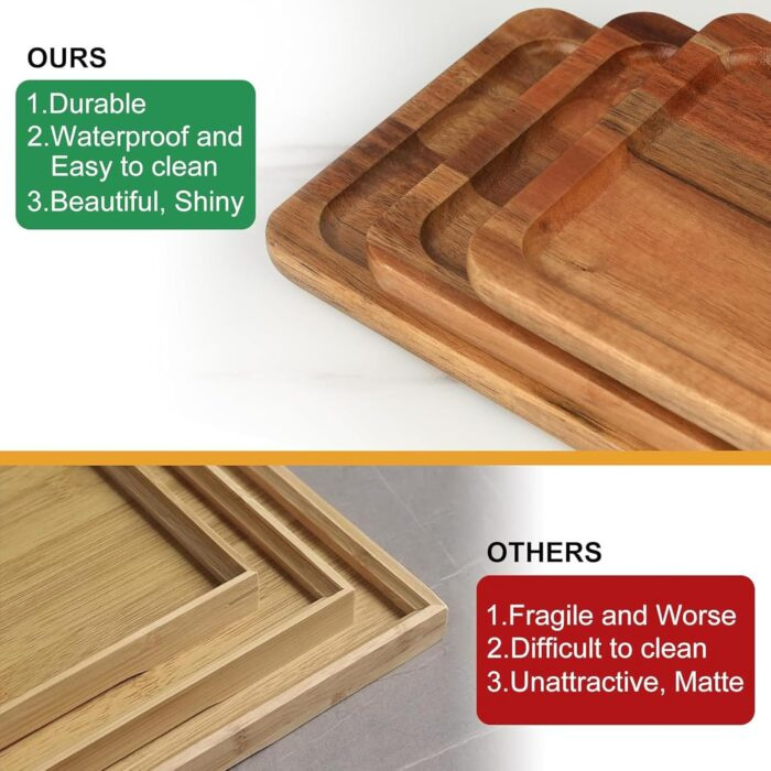 Best Wooden 3-Tier Serving Tray Fruit & Pastry Display - Durable & Waterproof - Image 2
