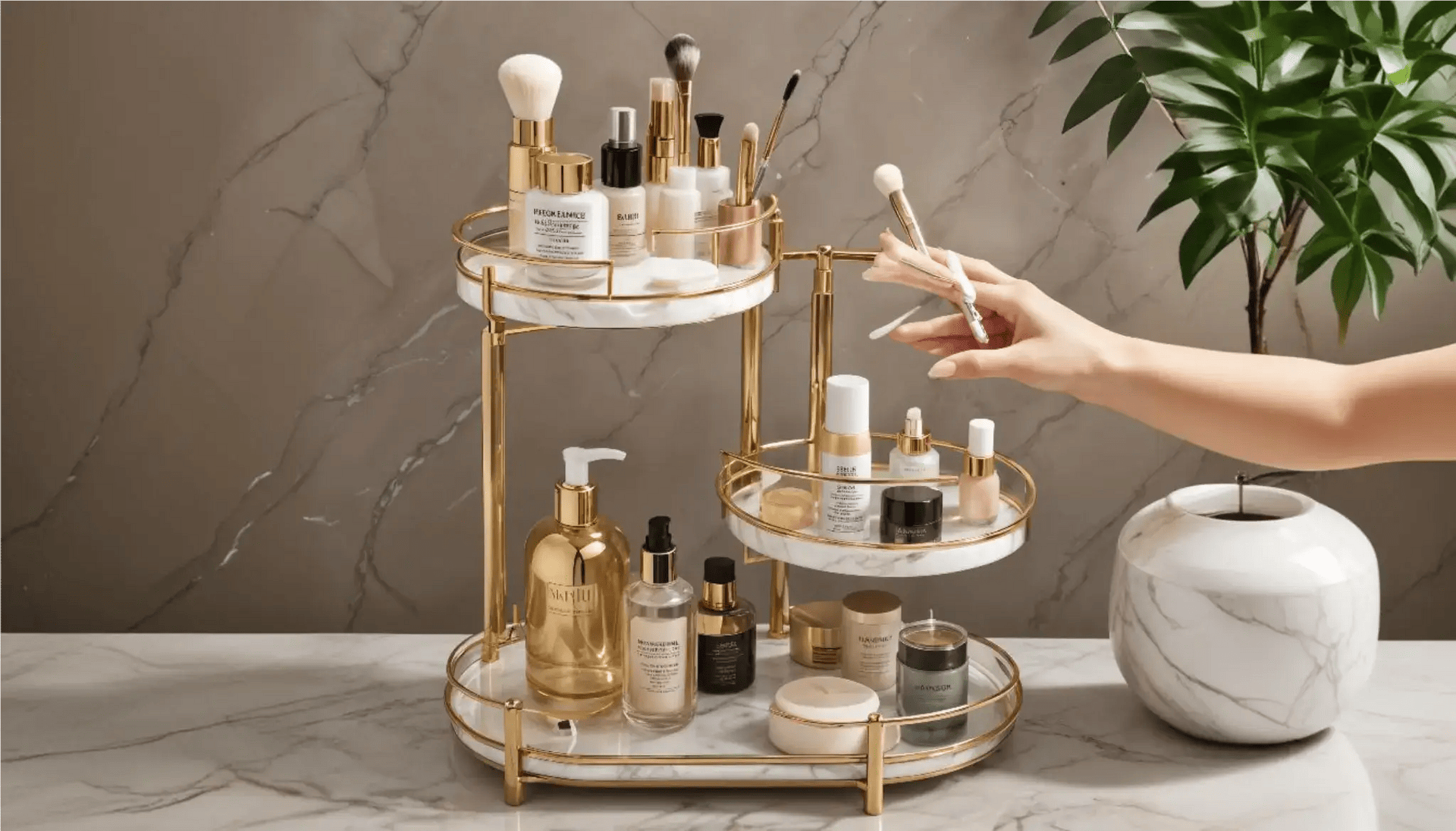 Luxury Design Free Standing Shelf 3 Tier Makeup Organizer
