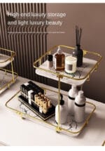 Modern Design Free Standing Shelf 2-Tier Makeup Organizer - Image 4