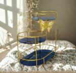 3-Tier Butterfly Luxury Organizer – Gold Frame with Marble-Effect Trays - Image 2