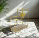 3-Tier Butterfly Luxury Organizer – Gold Frame with Marble-Effect Trays - Image 3