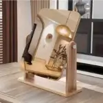 Rotating Wooden Makeup Mirror with Desktop Stand - Image 2