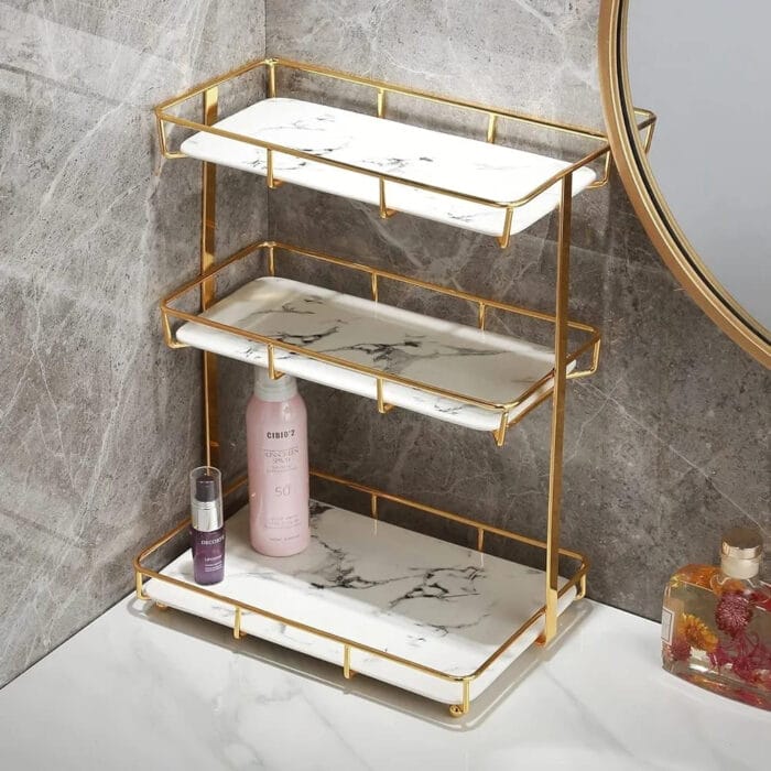 3-Layer Luxury Design Free-Standing Shelf Makeup Organizer - Image 2