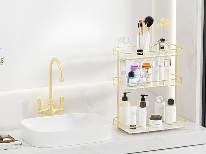 3-Layer Luxury Design Free-Standing Shelf Makeup Organizer - Image 3