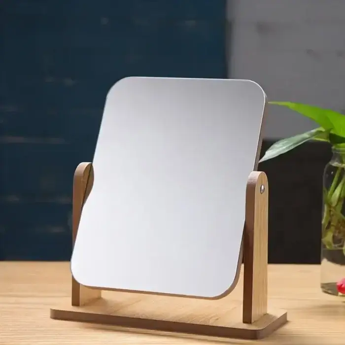 Rotating Wooden Makeup Mirror with Desktop Stand - Image 3