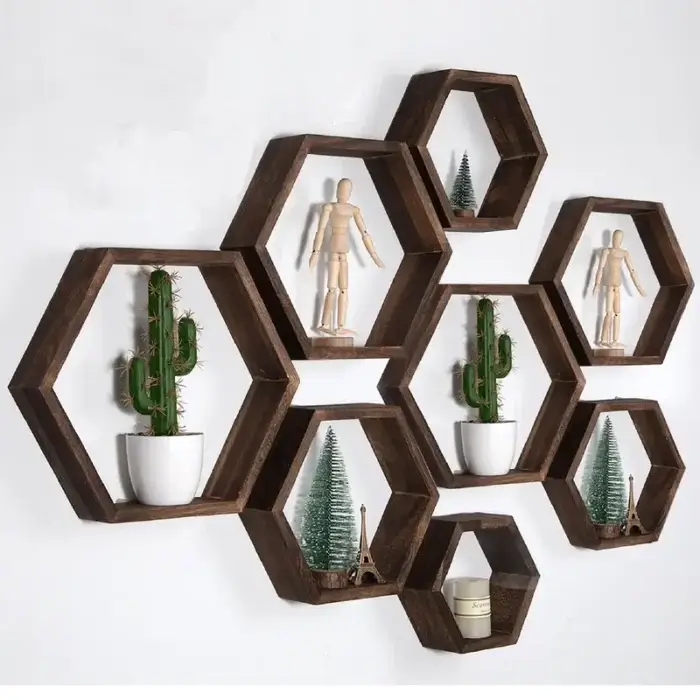 5pcs Hexagon Floating Shelves - Image 2