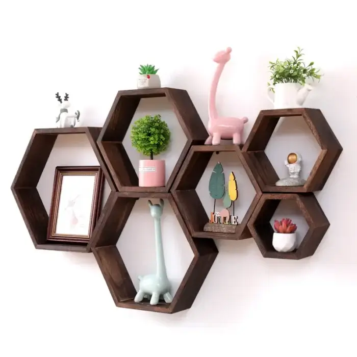 5pcs Hexagon Floating Shelves - Image 1
