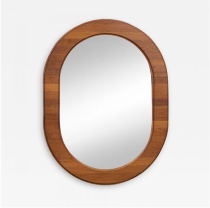 Scandinavian Oval Teak Wall Mirror